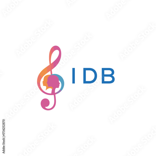 "IDB Music and Arts Logo Design, Abstract Treble Clef with Human Faces", IDB Later Logo, 
