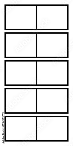 Table chart 2x5. 2 columns 5 rows. Editable color vector