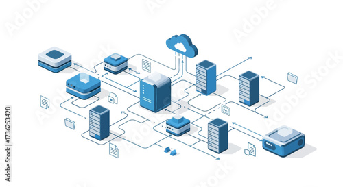 Modern cloud computing network illustration for digital transformation success