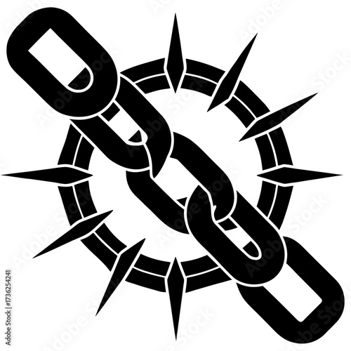 Abstract graphic representation of a broken chain link symbolizing system failure risk process breakdown and potential danger in a conceptual design