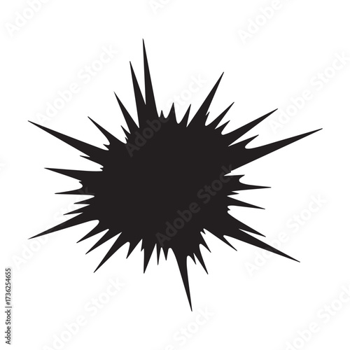Abstract Black Spiky Burst Shape Vector Graphic Element