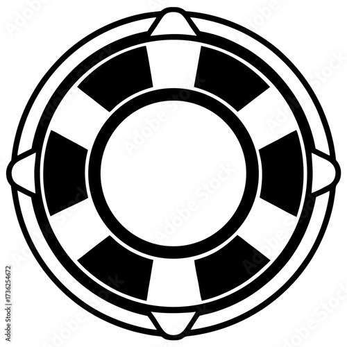 Simple outline graphic of a lifebuoy or rescue ring a circular flotation device essential for water safety and emergency situations