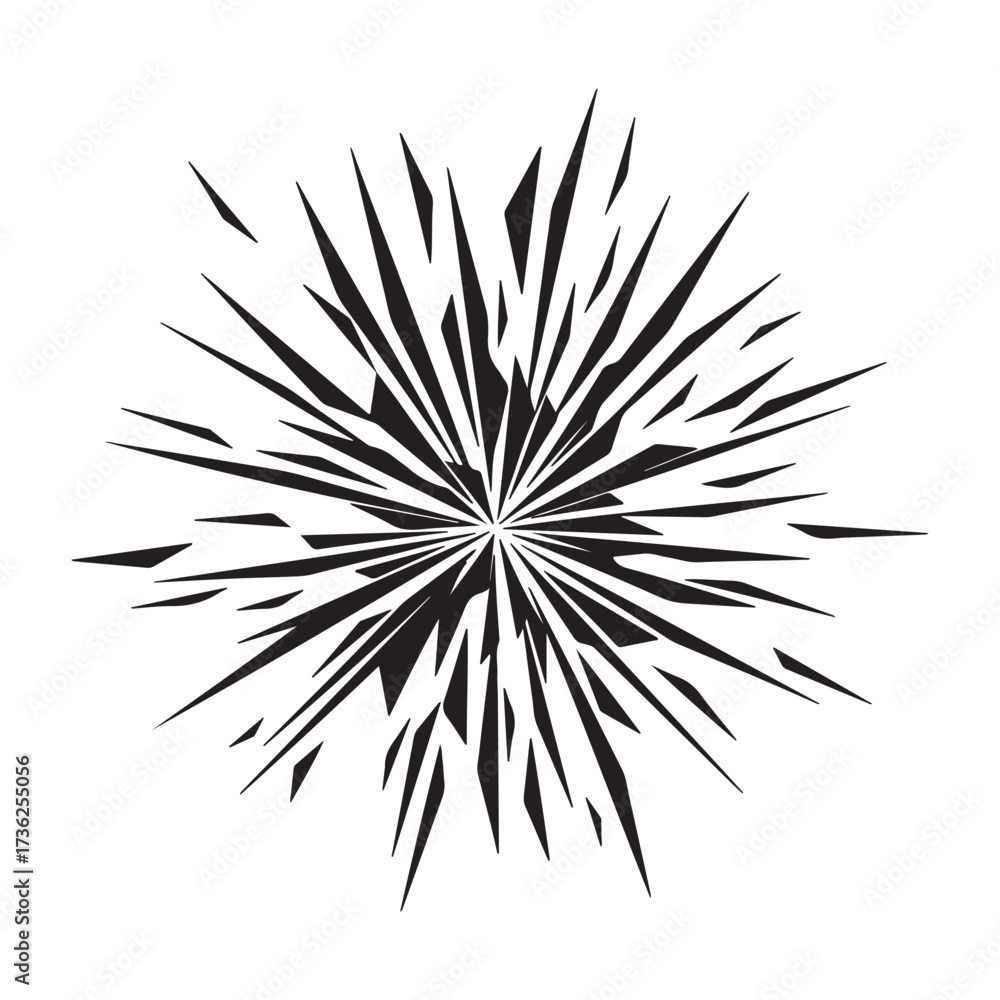 Fototapeta premium Abstract Radial Burst Design with Sharp Black Geometric Shapes