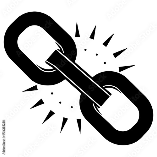 Symbol representing a broken chain link or a weak connection signifying vulnerability a point of failure or a flaw in a system or process