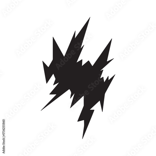 Abstract Black Jagged Silhouette with Sharp Edges on White