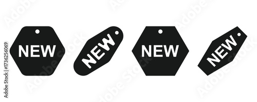 Set of new arrival tag icon set.