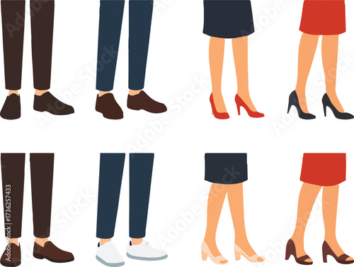 A set of male and female legs in different colors vector