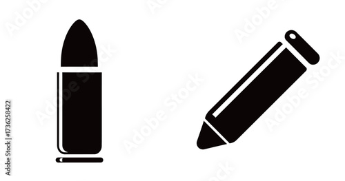 A visual contrast showcases a bullet and a pencil side by side, emphasizing the differences between these two items in design and function.