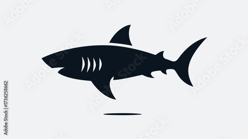 Stylized dark shark silhouette vector illustration, marine ocean predator icon on a clean light background