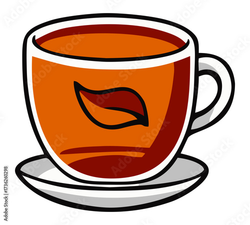 Black tea illustration. Editable color vector