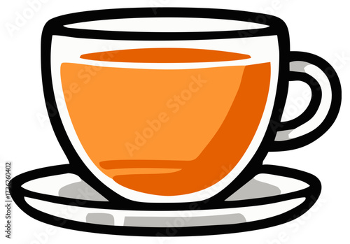 Simple cup of tea illustration. Editable color vector
