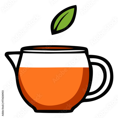 Opened teapot illustration. Editable color vector
