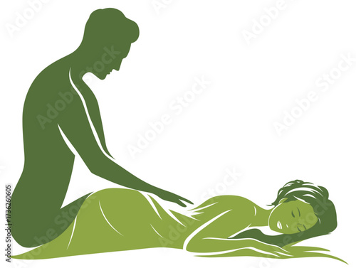 A skilled therapist provides a calming massage to a client in a serene wellness center setting, focusing on relaxation and stress relief during their session.