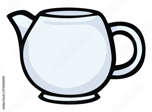 Open ceramic porcelain teapot illustration. Editable color vector