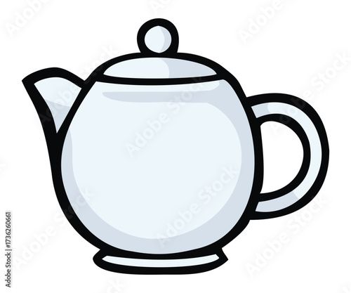 Ceramic porcelain teapot illustration. Editable color vector