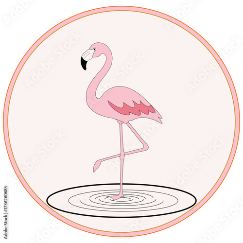 Cute pink flamingo. Vector Illustration.