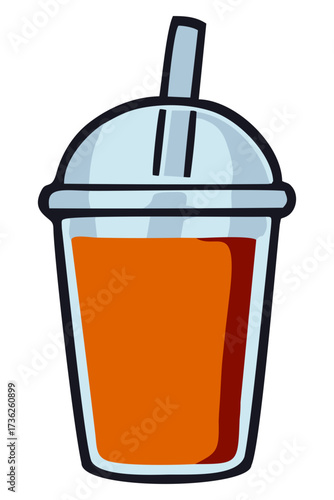 Bubble tea cup illustration. Editable color vector