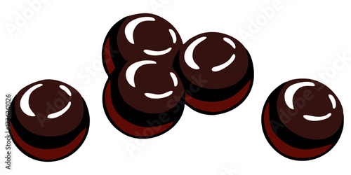 Tapioca pearls for bubble tea illustration. Editable color vector