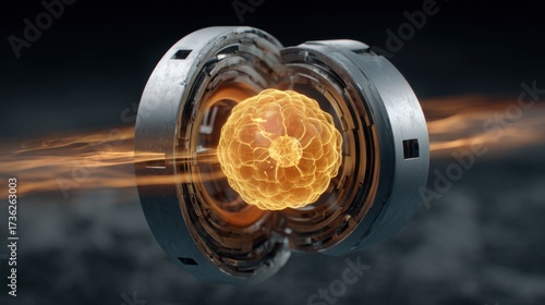 Fusion energy breakthrough lab facility scientific illustration high-tech environment close-up view innovative concept