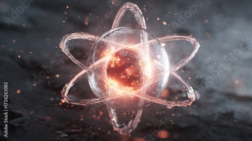 Explosive atomic fusion concept digital art science abstract environment dynamic viewpoint