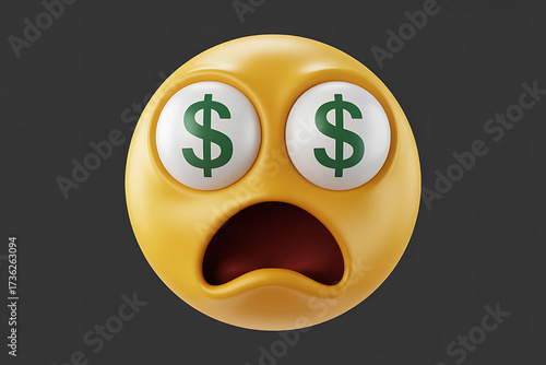 Shocked emoji face with dollar signs in eyes