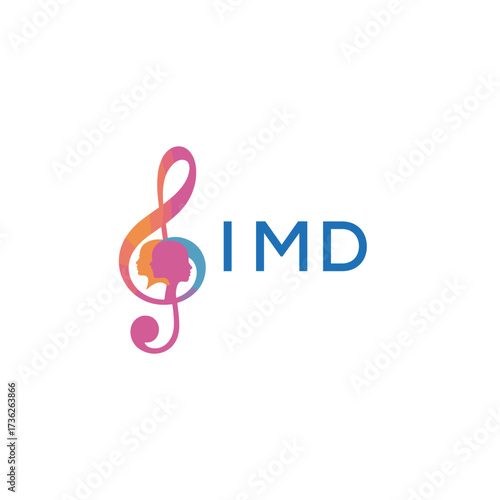 “Vibrant artistic treble clef with human profiles concept” IMD Later Logo, “Creative music academy logo with silhouette heads and notes” 

IMD music, logo, IMD abstract, creative, IMD colorful, vibran