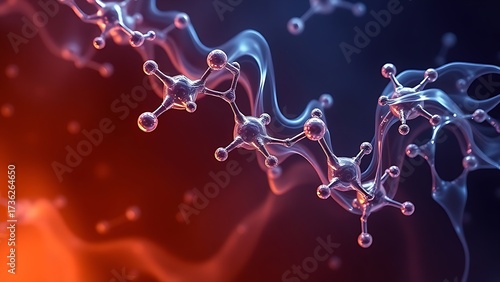 A molecular structure transitioning from rigid to fluid, illustrating the process of digestive transformation.
