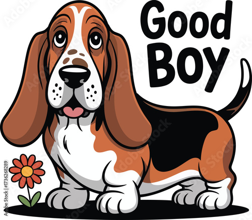 Cute cartoon a illustrator vector Basset hound