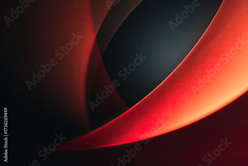 Abstract fiery red and orange light curves, sleek and modern on dark backdrop