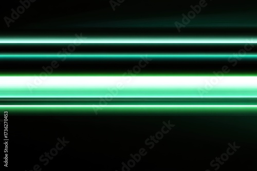 Abstract teal and white neon light streaks on dark background