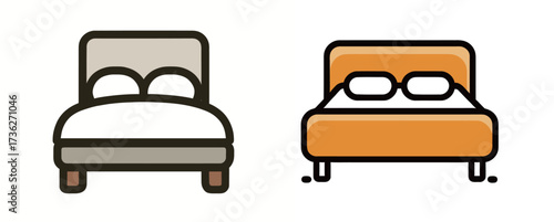Two bed designs showcase different styles, one in neutral tones and the other in an eye-catching orange. Both designs highlight modern aesthetics.