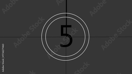 Classic Black And White Film Countdown Eight Frame With Circular