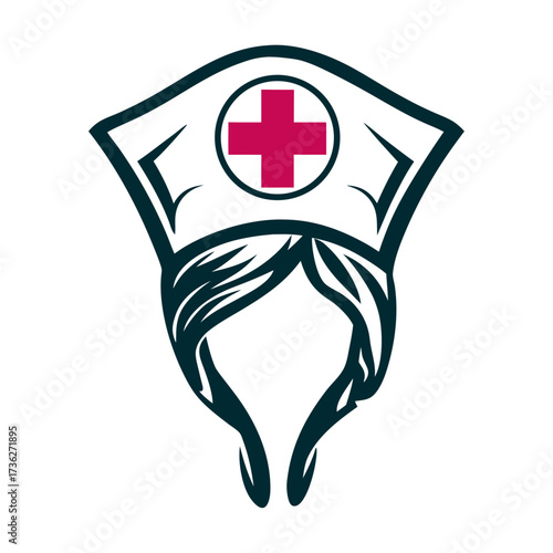 Nurse Cap with Red Cross - International Nurse Day Dia de la Enfermera May 6 White nursing cap with a red cross at the center