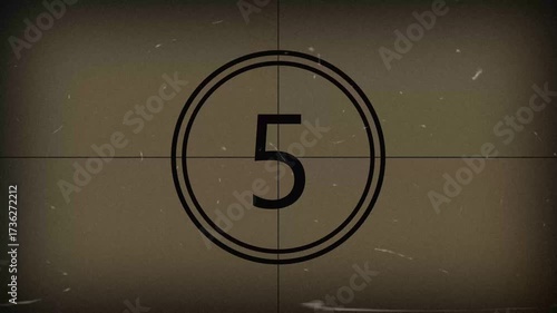 Vintage Film Countdown Timer With The Number In A Classic Cinematic Frame.