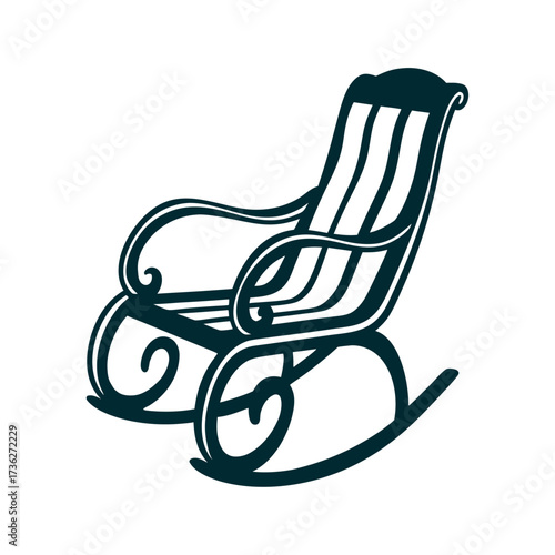 Sage Green Rocking Chair Vector Illustration Dia del Abuelo August 28 Sage-green rocking chair with curved armrests