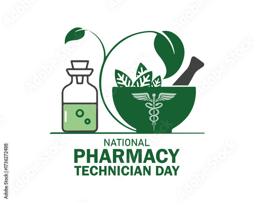 National Pharmacy Technician Day. Holiday concept. Template for background, banner, card, poster with text inscription. 