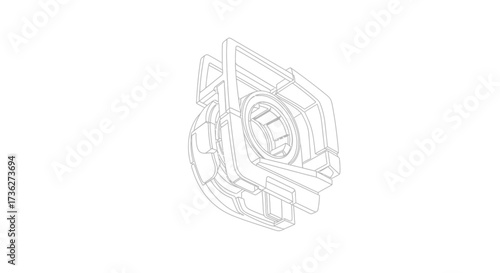 Technical Illustration A Detailed Line Drawing Depicting a Mechanical Component in Precise Outline and Facet Detail for Engineering or Design Projects