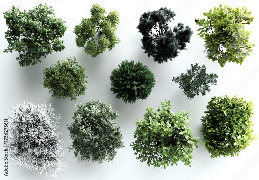 Fototapeta premium Visual Elements: 2D Bush Designs in Graphic Use