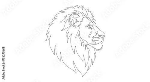 Intricate Line Art Portrait of a Majestic Lion A Detailed and Elegant Illustration in Simple Black and White Design for Creative Use