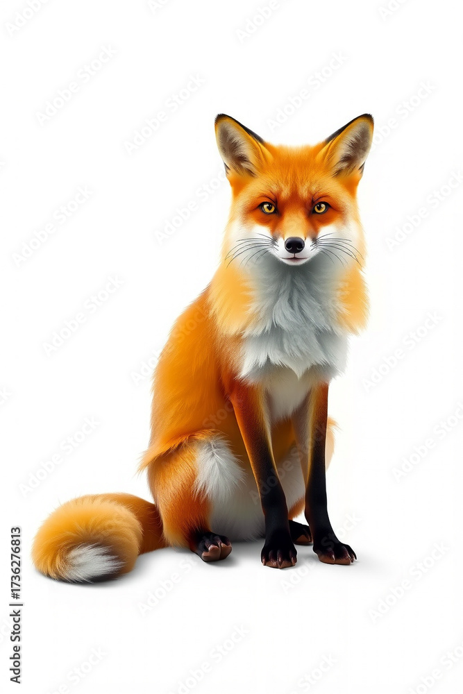 Obraz premium A Fox Sitting Elegantly On A White Background