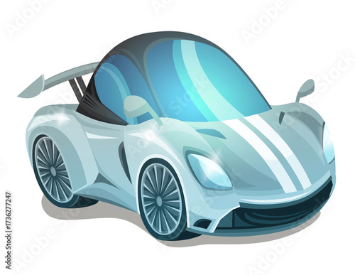 Cartoon street racing car vehicle on white background illustration for children