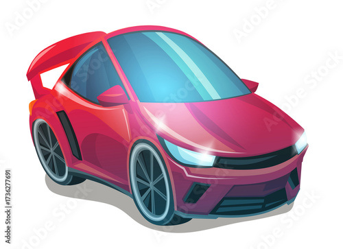 Cartoon street racing car vehicle on white background illustration for children