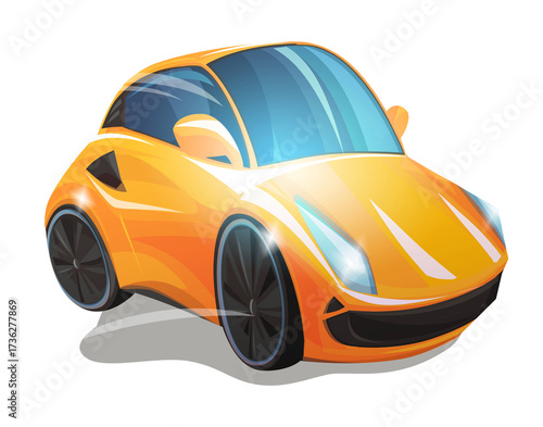 Cartoon street racing car vehicle on white background illustration for children