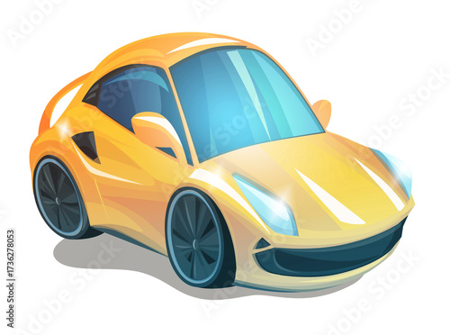 Cartoon street racing car vehicle on white background illustration for children