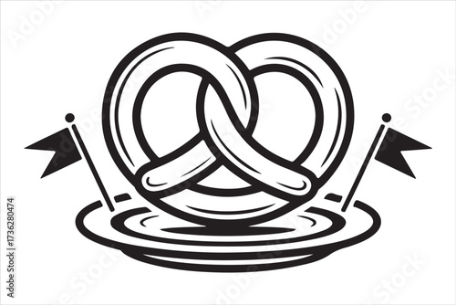 Oktoberfest Flat Vector Set German Beer, Pretzel, Bavarian Food Icons