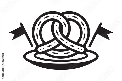 Oktoberfest Flat Vector Set German Beer, Pretzel, Bavarian Food Icons