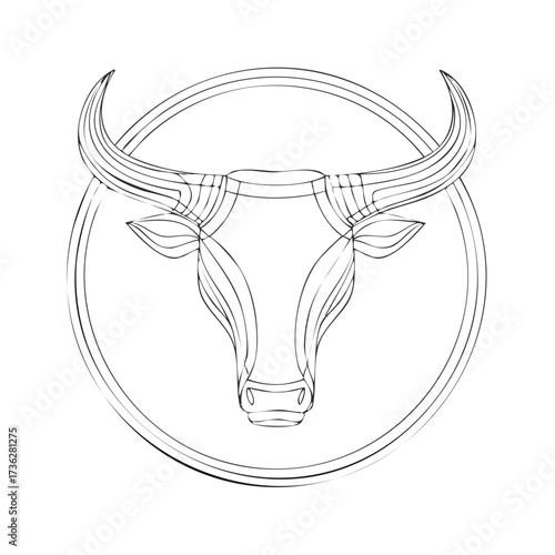 Stylized Outline of a Bull's Head Within a Circle