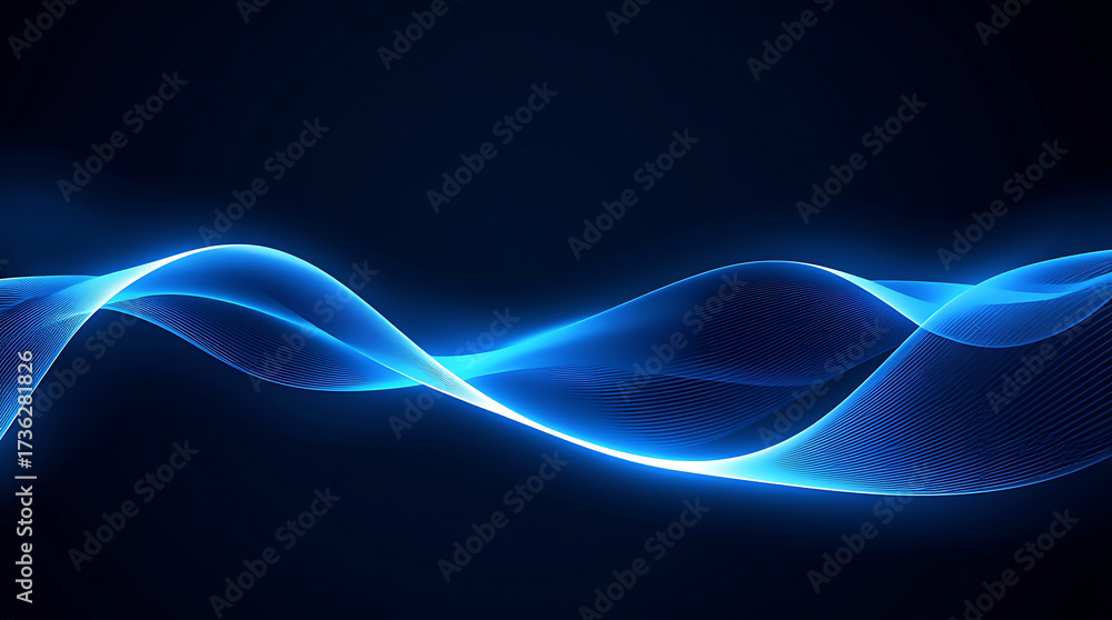 Naklejka premium Abstract blue wave design with smooth flowing lines and dark background for technology concept