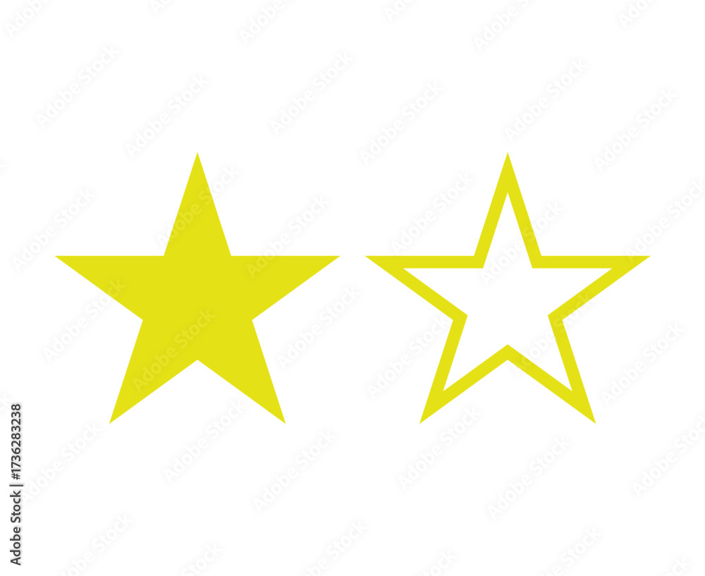 Obraz premium Star Shape And Star Outline Stroke Yellow Symbol Vector Illustration