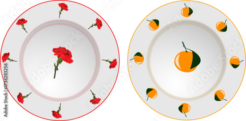 Carnation and Orange Decorative Plates